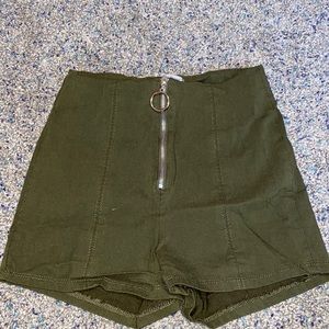 Army Green Zip Shorts